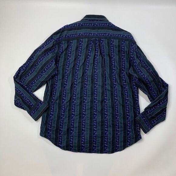 Bugatchi Uomo Shirt Mens L Large Cotton Paisley Striped Cotton Long Sleeve Dress - Picture 7 of 9
